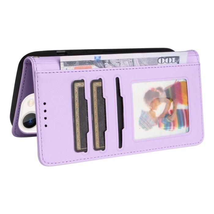 BETOPNICE - BETOPNICE iPhone 14 Plus Fodral - Avtagbart PU Läder - Lila