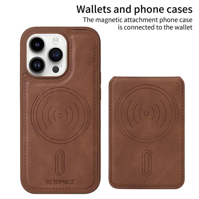 BETOPNICE - BETOPNICE iPhone 14 Pro Fodral Äkta läder - Brun