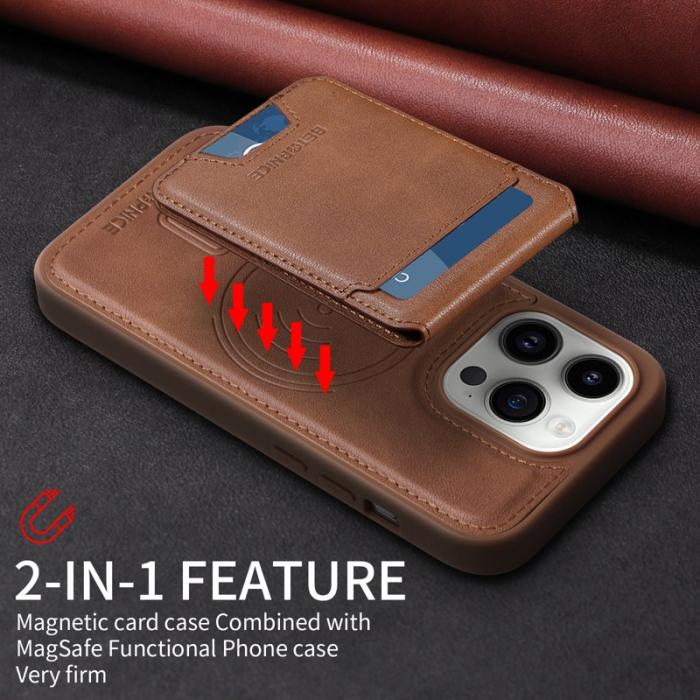 BETOPNICE - BETOPNICE iPhone 14 Pro Fodral Äkta läder - Brun