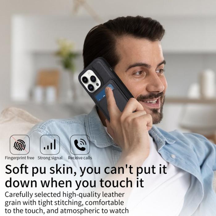 BETOPNICE - BETOPNICE iPhone 14 Pro Fodral Äkta läder - Svart