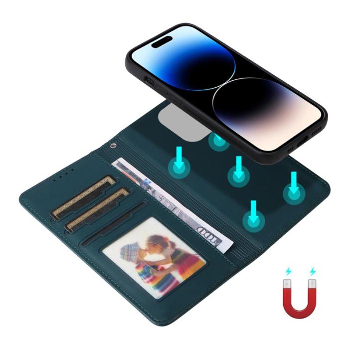 BETOPNICE - BETOPNICE iPhone 14 Pro Fodral - Avtagbart PU Läder - Blå