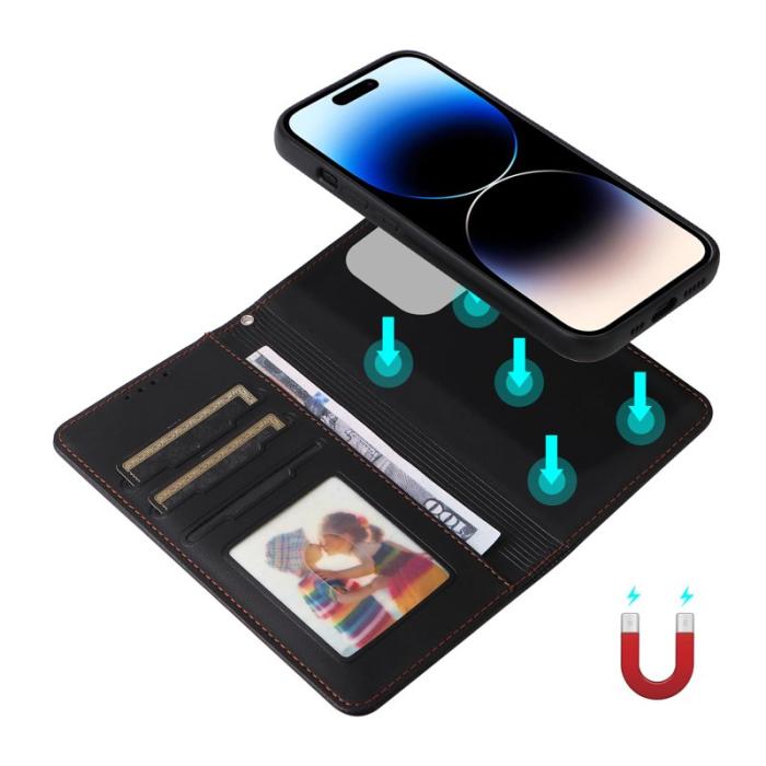 BETOPNICE - BETOPNICE iPhone 14 Pro Fodral - Avtagbart PU Läder - Svart