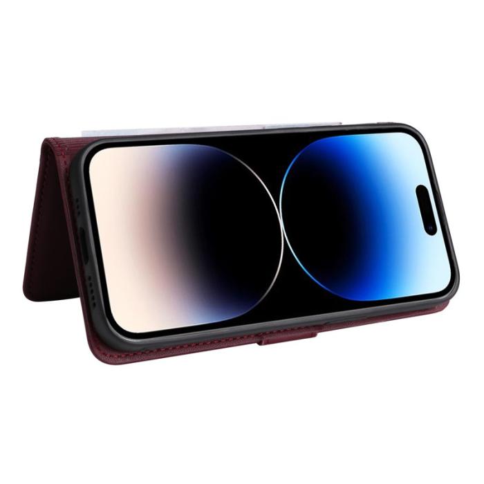 BETOPNICE - BETOPNICE iPhone 14 Pro Fodral - Avtagbart PU Läder - Vinröd