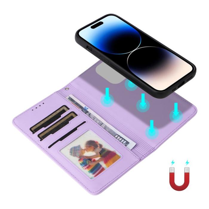 BETOPNICE - BETOPNICE iPhone 14 Pro Max Fodral - Detachable PU Leather - Lila
