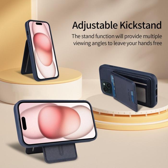 BETOPNICE - BETOPNICE iPhone 15 Fodral Äkta läder - Blå