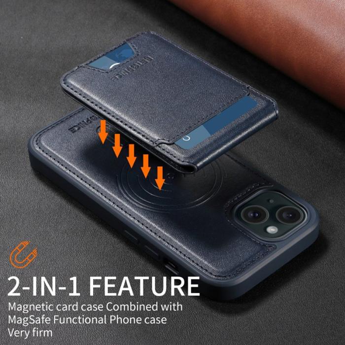 BETOPNICE - BETOPNICE iPhone 15 Fodral Äkta läder - Blå