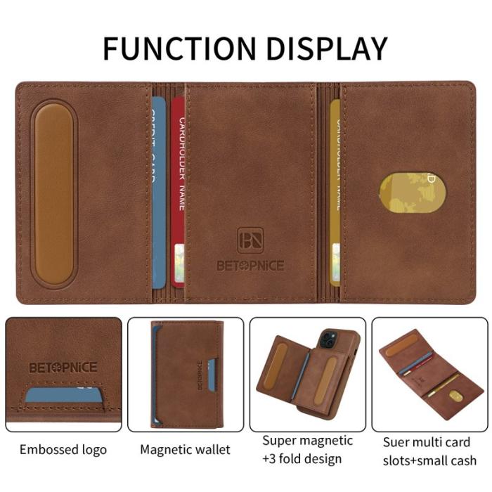 BETOPNICE - BETOPNICE iPhone 15 Fodral Äkta läder - Brun