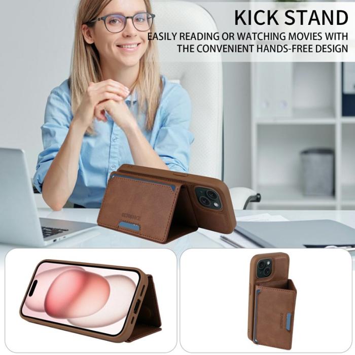 BETOPNICE - BETOPNICE iPhone 15 Fodral Äkta läder - Brun