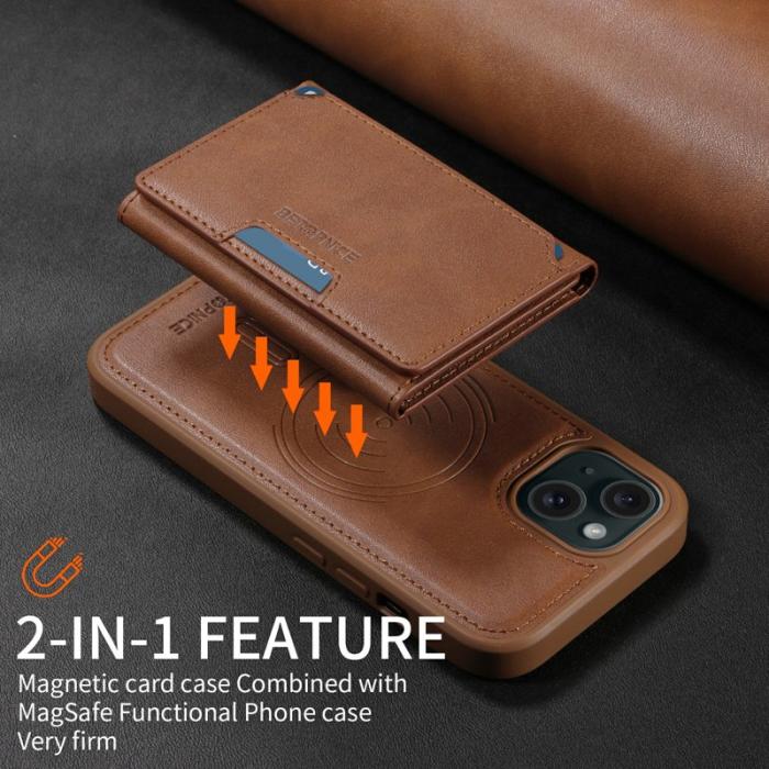 BETOPNICE - BETOPNICE iPhone 15 Fodral Äkta läder - Brun