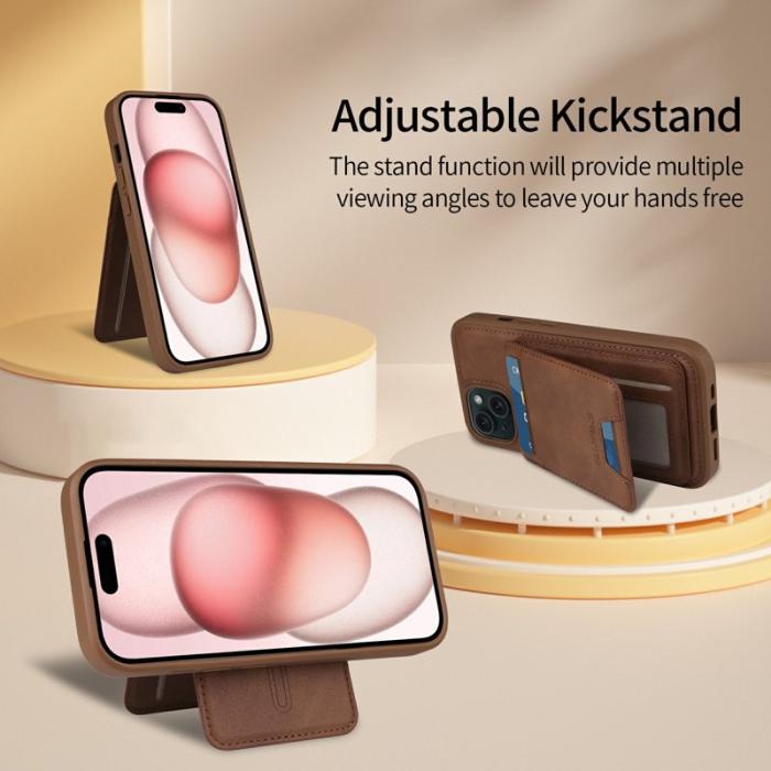 BETOPNICE - BETOPNICE iPhone 15 Fodral Äkta läder - Brun - RFID Blocking