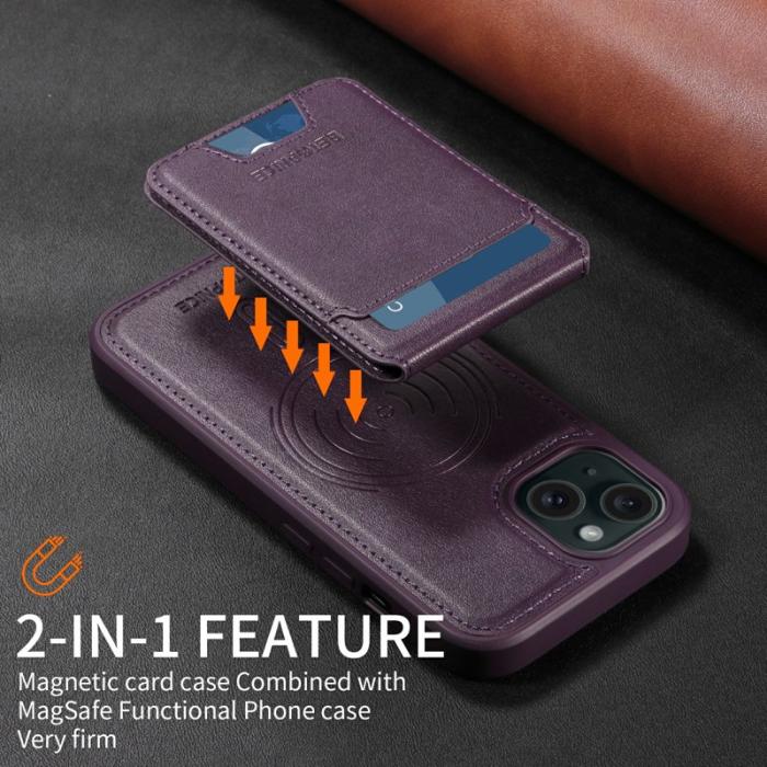 BETOPNICE - BETOPNICE iPhone 15 Fodral Äkta läder - Lila