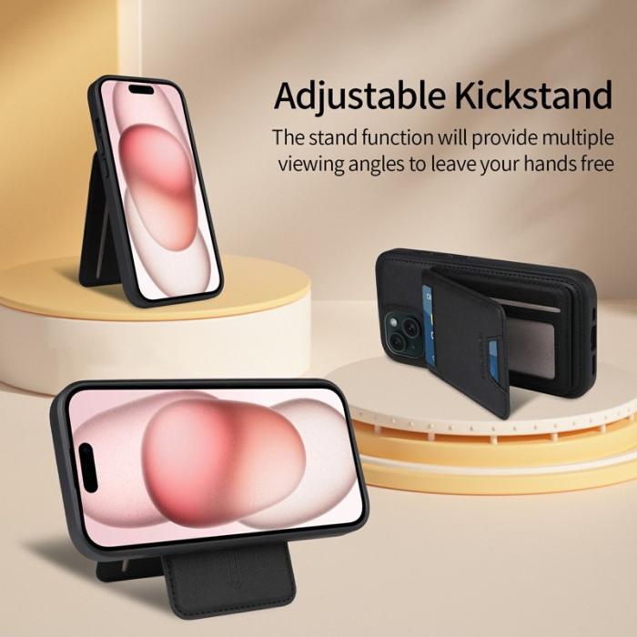 BETOPNICE - BETOPNICE iPhone 15 Fodral Äkta läder - Svart