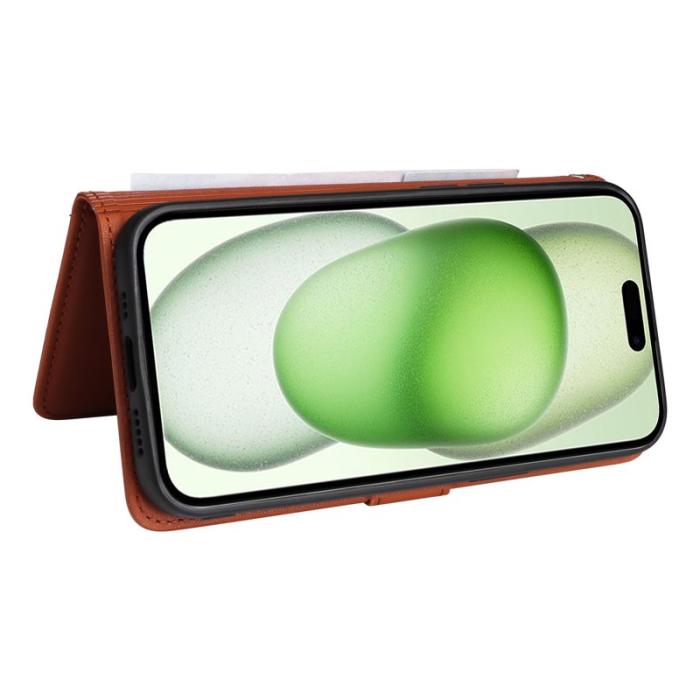BETOPNICE - BETOPNICE iPhone 15 Plus Fodral - Avtagbart PU Läder - Brun