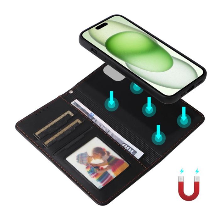 BETOPNICE - BETOPNICE iPhone 15 Plus Fodral - Avtagbart PU Läder - Svart