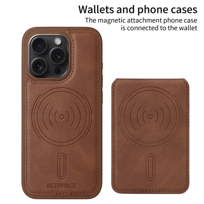BETOPNICE - BETOPNICE iPhone 15 Pro Fodral Äkta läder - Brun