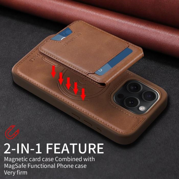 BETOPNICE - BETOPNICE iPhone 15 Pro Fodral Äkta läder - Brun