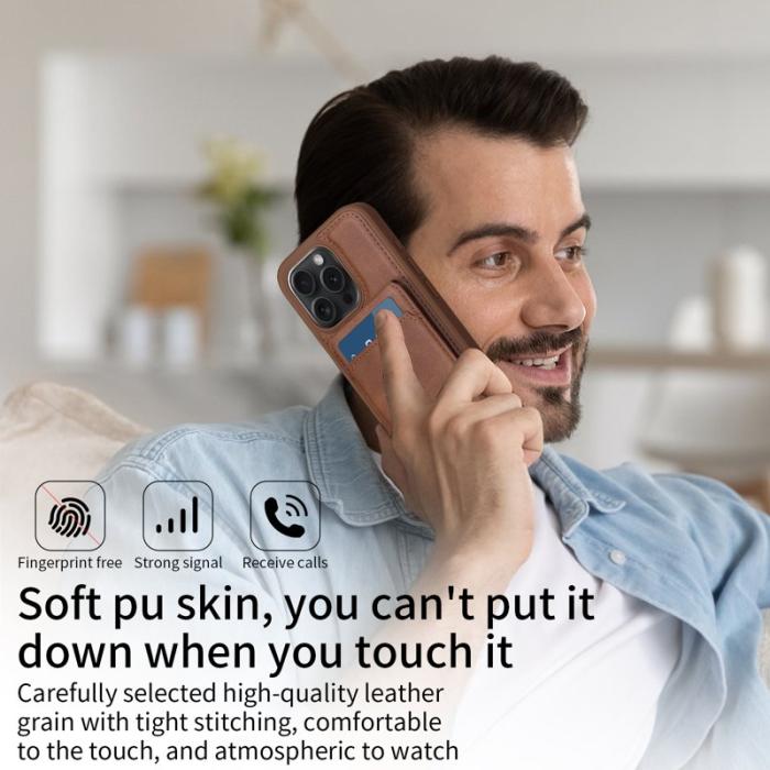 BETOPNICE - BETOPNICE iPhone 15 Pro Fodral Äkta läder - Brun