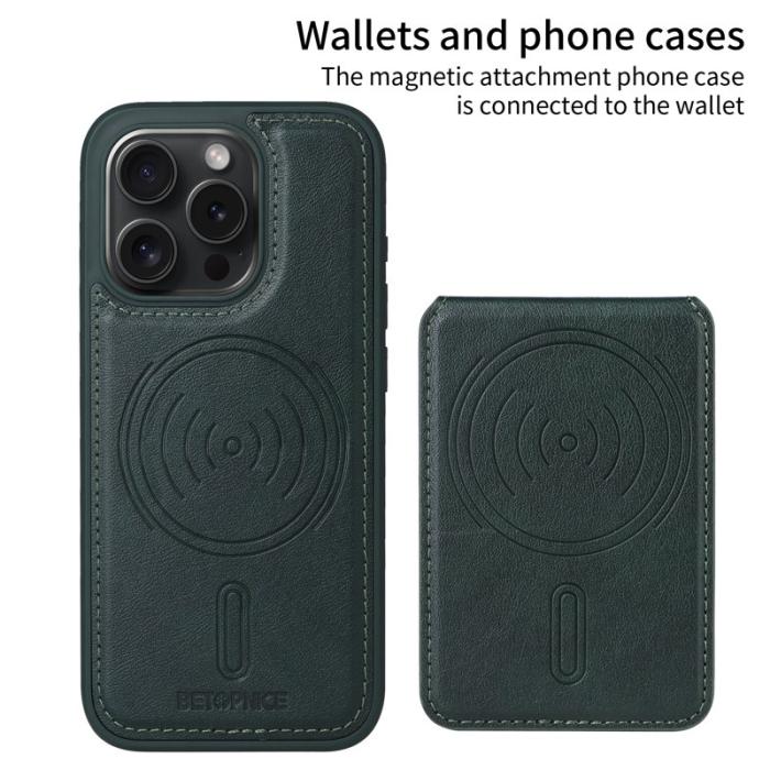 BETOPNICE - BETOPNICE iPhone 15 Pro Fodral Äkta läder - Grön