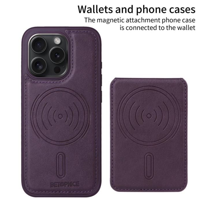 BETOPNICE - BETOPNICE iPhone 15 Pro Fodral Äkta läder - Lila