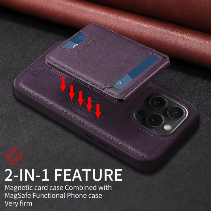 BETOPNICE - BETOPNICE iPhone 15 Pro Fodral Äkta läder - Lila