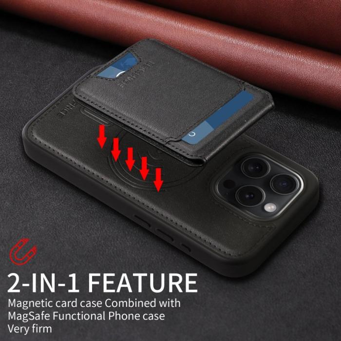 BETOPNICE - BETOPNICE iPhone 15 Pro Fodral Äkta läder - Svart