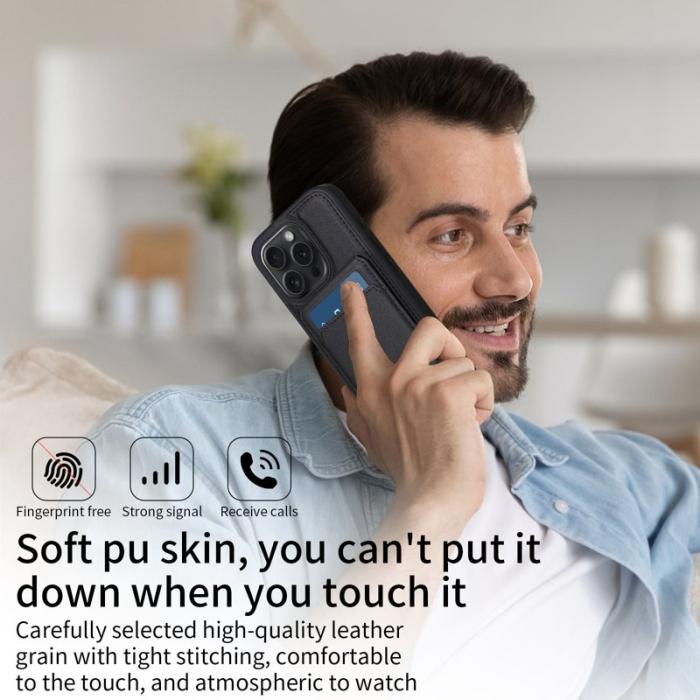 BETOPNICE - BETOPNICE iPhone 15 Pro Fodral Äkta läder - Svart