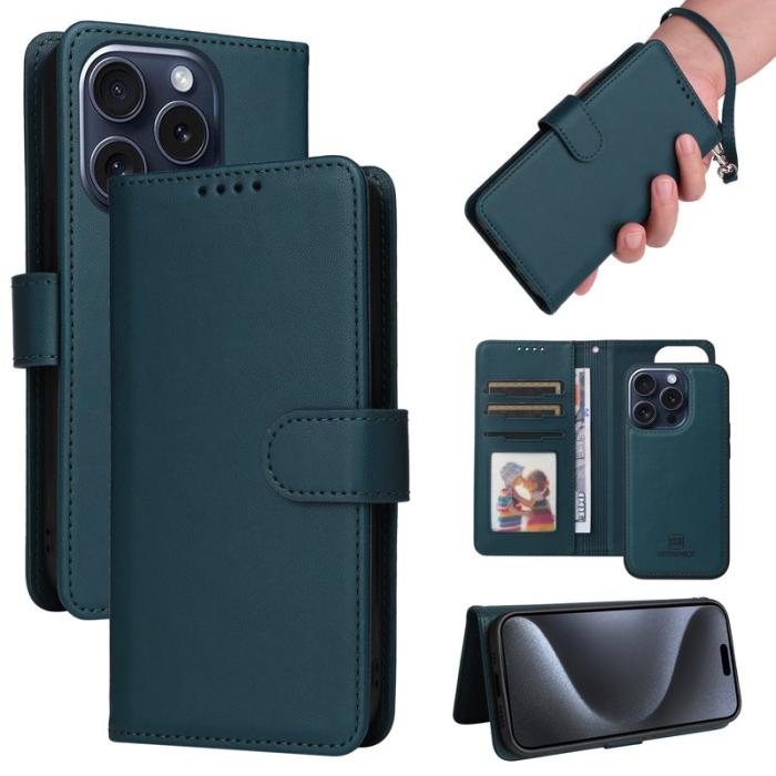 BETOPNICE - BETOPNICE iPhone 15 Pro Fodral - Avtagbart PU Läder - Blå