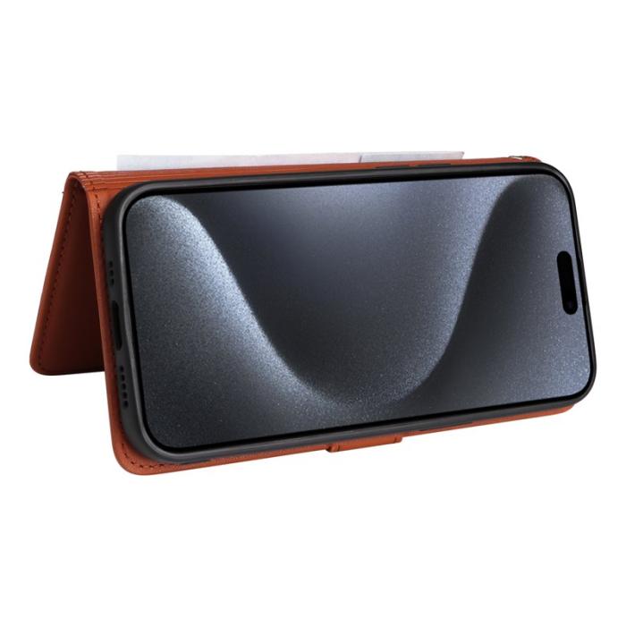 BETOPNICE - BETOPNICE iPhone 15 Pro Fodral - Detachable PU Leather - Brun
