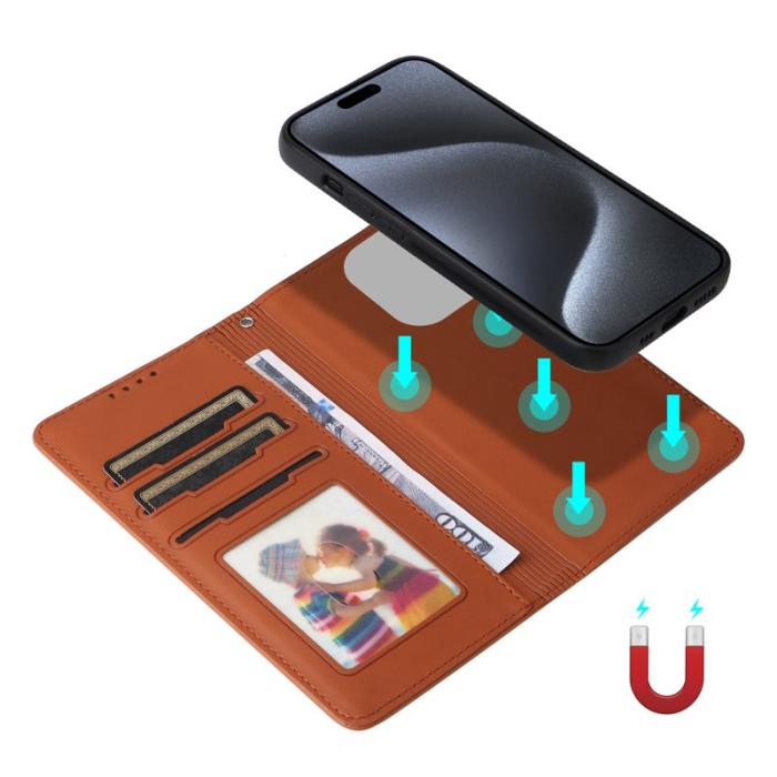 BETOPNICE - BETOPNICE iPhone 15 Pro Fodral - Detachable PU Leather - Brun