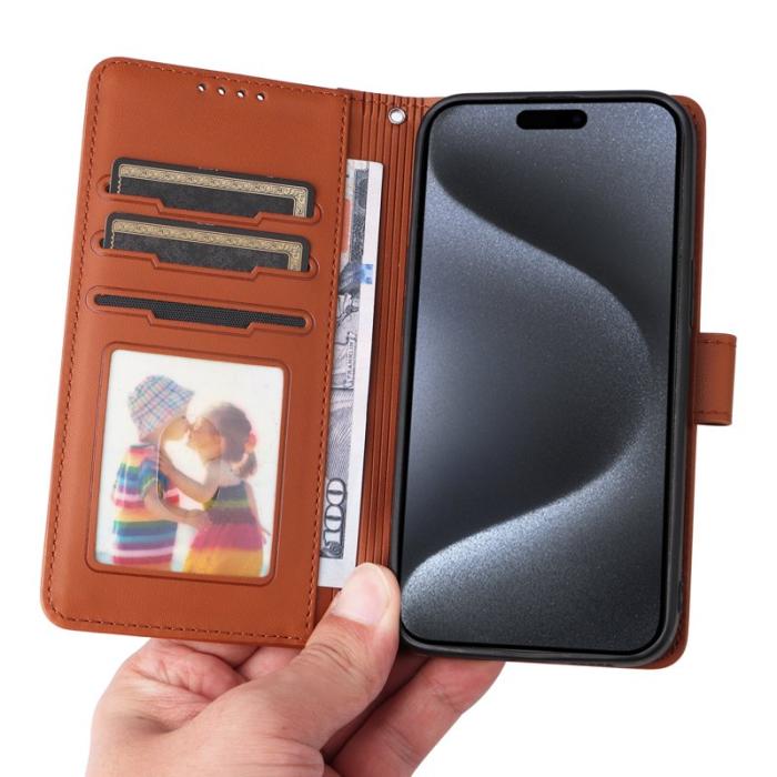 BETOPNICE - BETOPNICE iPhone 15 Pro Fodral - Detachable PU Leather - Brun