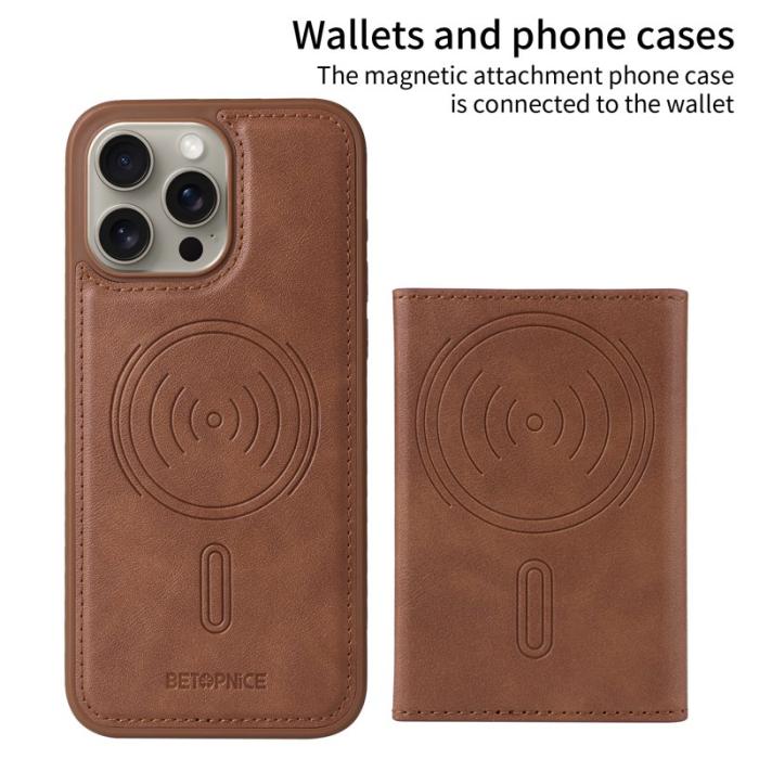 BETOPNICE - BETOPNICE iPhone 15 Pro Max Fodral Äkta läder - Brun