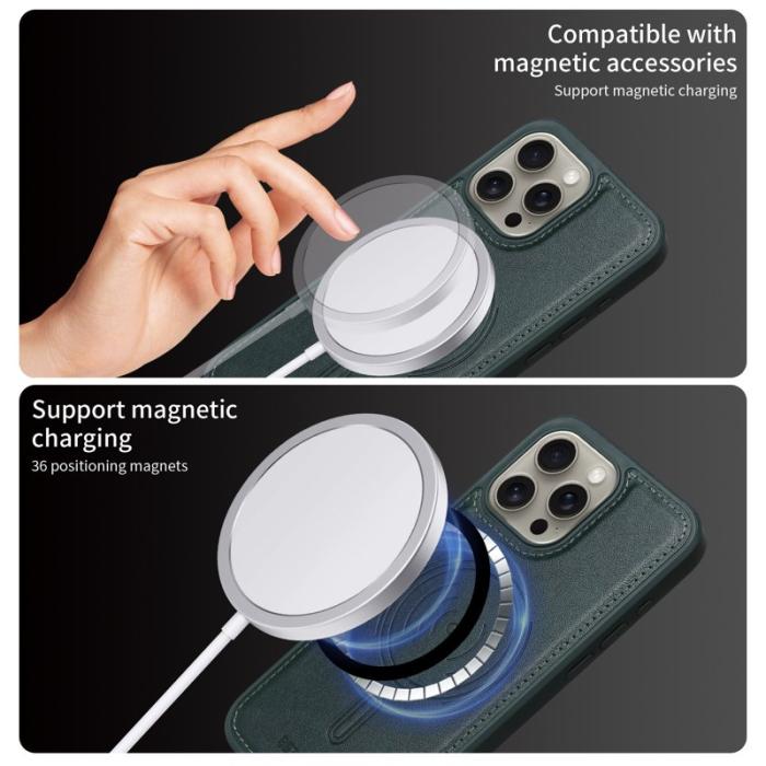 BETOPNICE - BETOPNICE iPhone 15 Pro Max Fodral Äkta läder - Grön