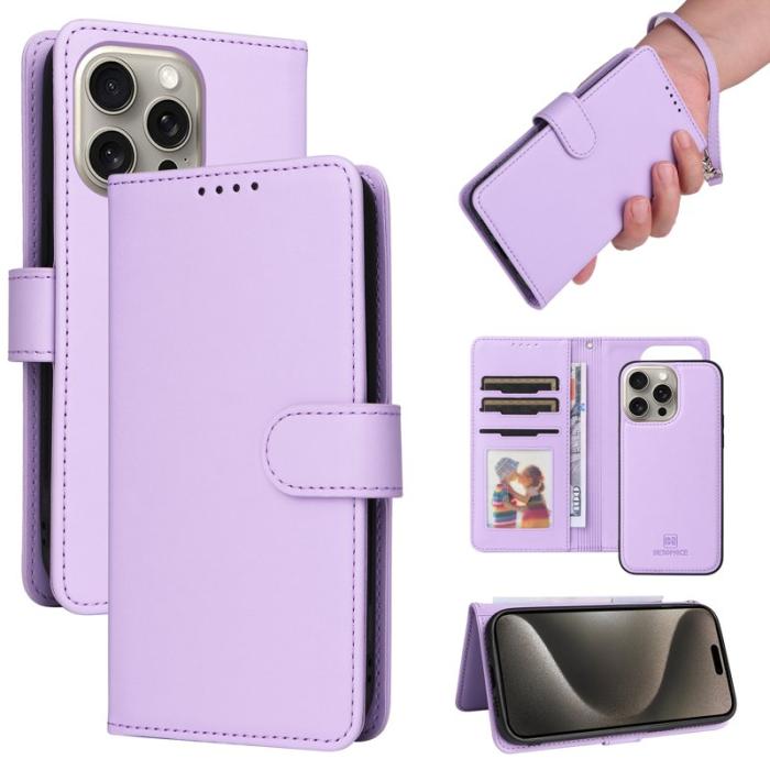 BETOPNICE - BETOPNICE iPhone 15 Pro Max Fodral - Avtagbart PU Läder - Lila