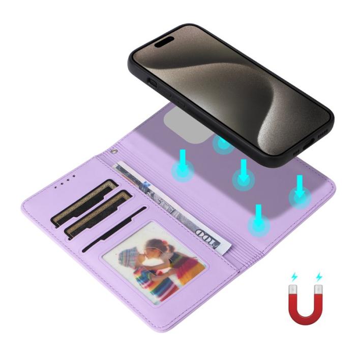 BETOPNICE - BETOPNICE iPhone 15 Pro Max Fodral - Avtagbart PU Läder - Lila