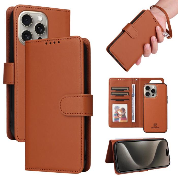 BETOPNICE - BETOPNICE iPhone 15 Pro Max Fodral - Detachable PU Leather - Brun