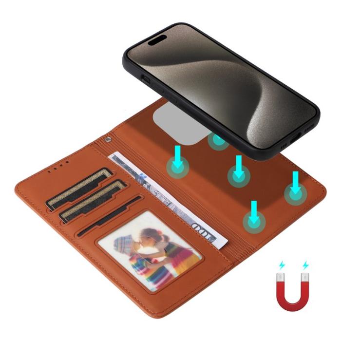 BETOPNICE - BETOPNICE iPhone 15 Pro Max Fodral - Detachable PU Leather - Brun