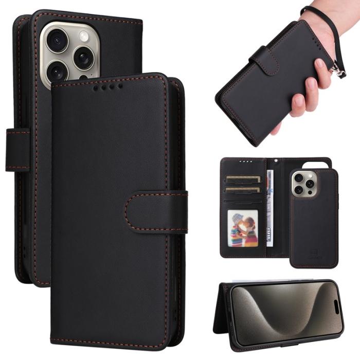 BETOPNICE - BETOPNICE iPhone 15 Pro Max Fodral - Detachable PU Leather - Svart