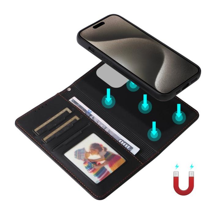 BETOPNICE - BETOPNICE iPhone 15 Pro Max Fodral - Detachable PU Leather - Svart