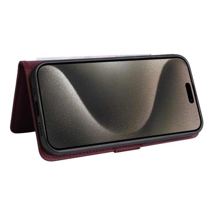 BETOPNICE - BETOPNICE iPhone 15 Pro Max Fodral - Detachable PU Leather - Vinröd