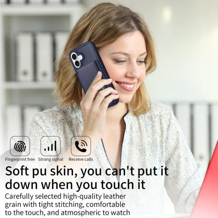 BETOPNICE - BETOPNICE iPhone 16 Fodral Äkta läder - Blå