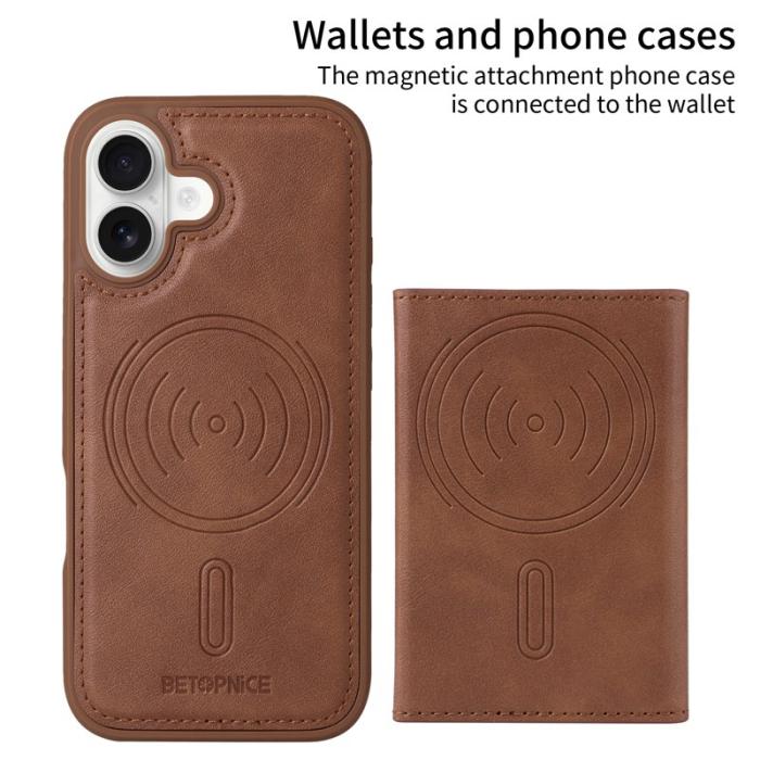 BETOPNICE - BETOPNICE iPhone 16 Fodral Äkta läder - Brun