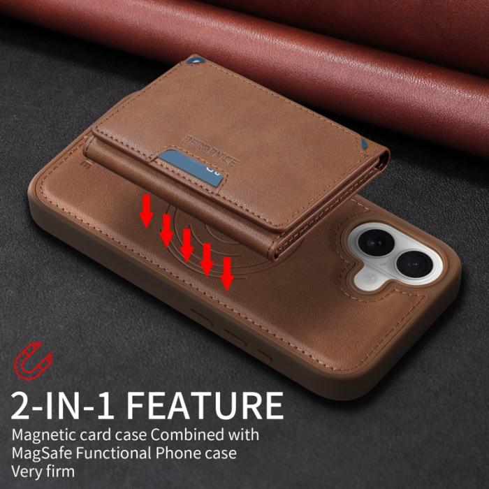 BETOPNICE - BETOPNICE iPhone 16 Fodral Äkta läder - Brun