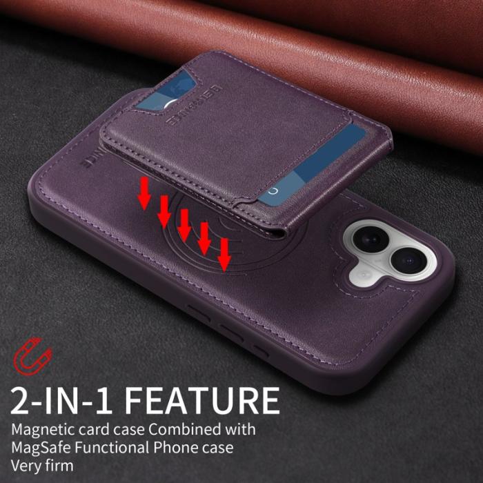 BETOPNICE - BETOPNICE iPhone 16 Fodral Äkta läder - Lila