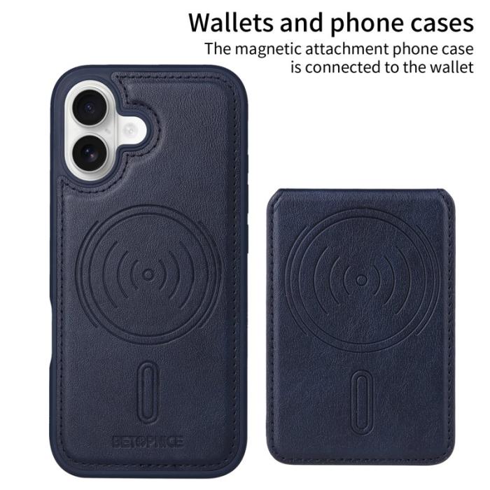 BETOPNICE - BETOPNICE iPhone 16 Fodral Äkta läder - RFID Blockering - Blå