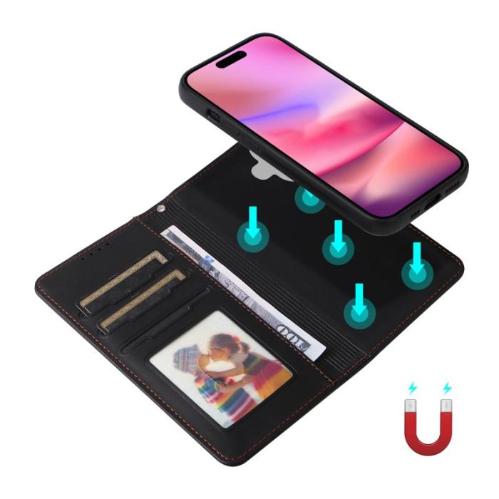 BETOPNICE - BETOPNICE iPhone 16 Fodral Magnetiskt Avtagbart PU Läder - Svart