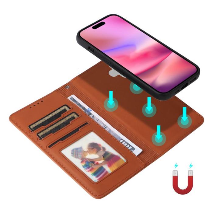 BETOPNICE - BETOPNICE iPhone 16 Fodral Magnetiskt Detachable PU Läder - Brun