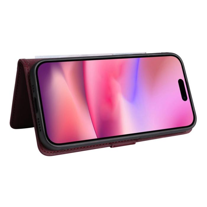 BETOPNICE - BETOPNICE iPhone 16 Fodral Magnetiskt Detachable PU Läder - Vinröd