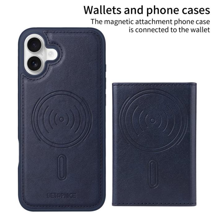 BETOPNICE - BETOPNICE iPhone 16 Plus Fodral Äkta läder - Blå