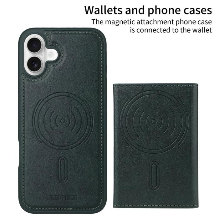 BETOPNICE - BETOPNICE iPhone 16 Plus Fodral Äkta läder - Grön