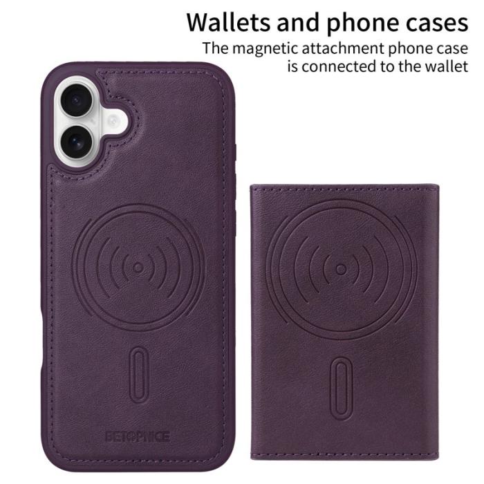 BETOPNICE - BETOPNICE iPhone 16 Plus Fodral Äkta läder - Lila